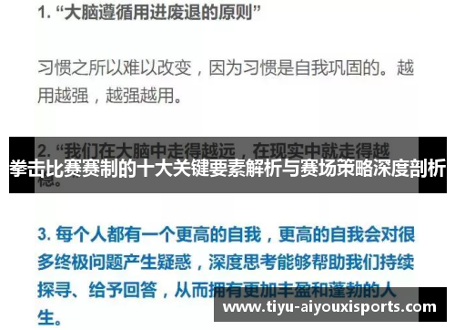 拳击比赛赛制的十大关键要素解析与赛场策略深度剖析